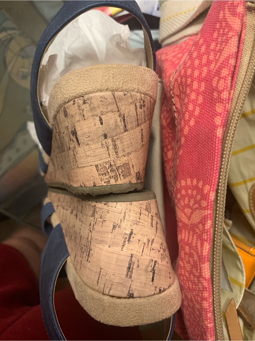Wide LifeStride Stretch Cork Wedge Sandals, 8.5W - Picture 5 of 6